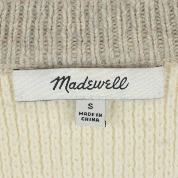 Madewell Province Women's Small Cream Tan Honeycomb Knit Crewneck Sweater - Picture 8 of 10